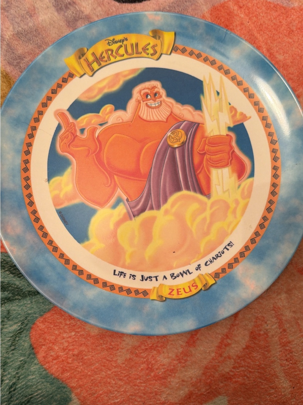 Disney Zeus Decorative Plate - Blue, Orange & Purple 1990’s